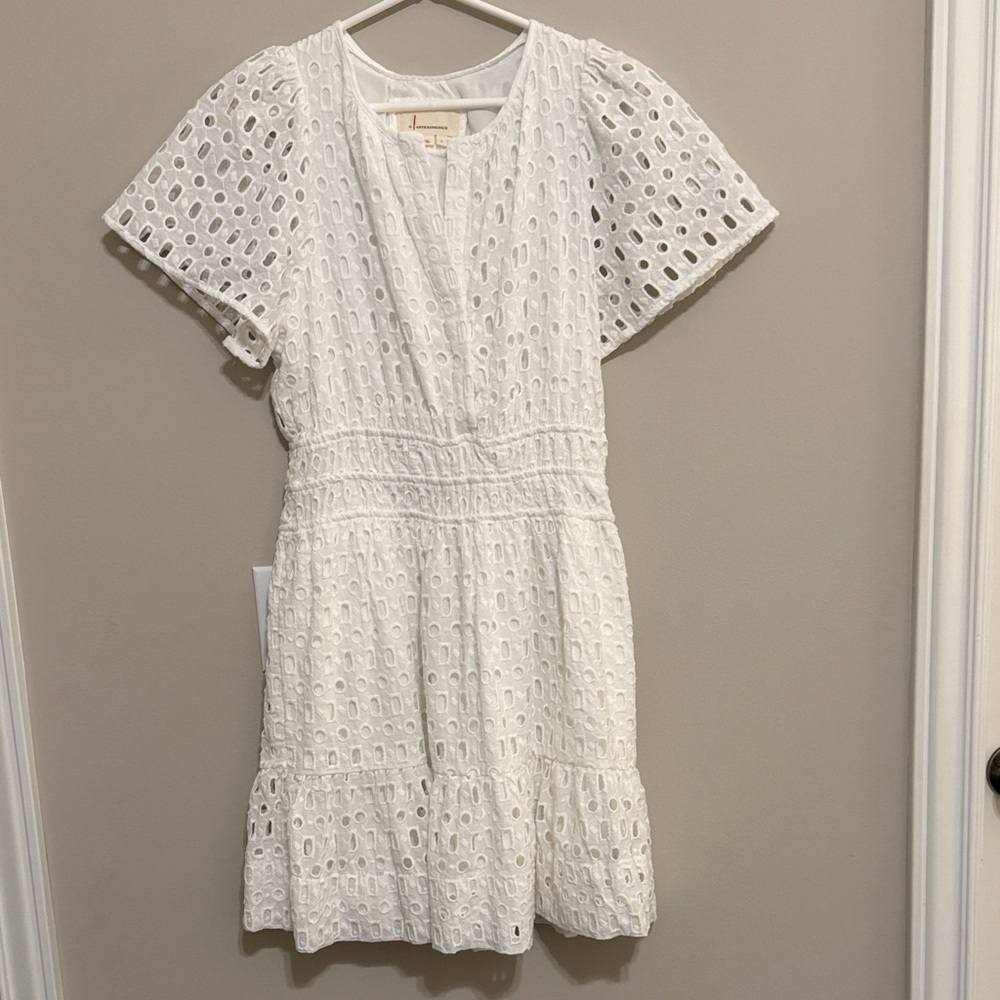 Anthropologie White Eyelet Mini Dress